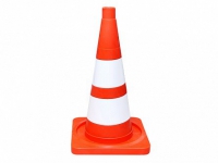 Сигнальный дорожный конус (мягкий, с двумя белыми полосами) - «globural.ru» - Саратов