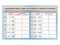 Фрагмент (демонстрационный) маркерный (двухсторонний) "Склонение имен существительных и прилагательных" - «globural.ru» - Саратов