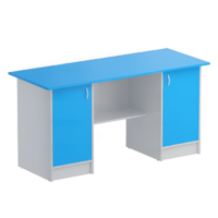 Стол корпусной двухтумбовый (серый/синий) - «globural.ru» - Саратов