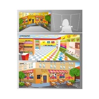 Стенд для сюжетно-ролевых игр 2-х сторонний (супермаркет, кафе) - «globural.ru» - Саратов