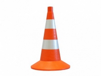 Сигнальный дорожный конус (мягкий, с двумя световозвращающими полосами) - «globural.ru» - Саратов