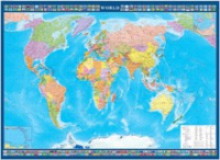 Настенная политическая карта мира с флагами на английском языке - «globural.ru» - Саратов