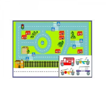 Игровой коврик "Дорожное движение - 3" с набором транспортных средств - «globural.ru» - Саратов