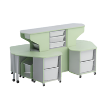 Модуль-стеллаж "Робот-Робик 002" (серый/фисташковый) - «globural.ru» - Саратов