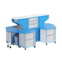 Модуль-стеллаж "Робот-Робик 002" (белый/синий) - «globural.ru» - Саратов