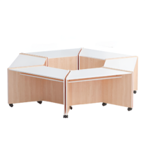 Композиция из корпусных столов трапеций (бук/белый) - «globural.ru» - Саратов