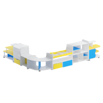 Набор стеллажей для пособий (белый/желтый/синий) - «globural.ru» - Саратов