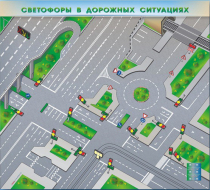 Доска магнитно-маркерная, многофункциональная, электрифицированная "Светофоры в дорожных ситуациях" - «globural.ru» - Саратов