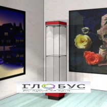 Витрина музейная стойка с фризом и дополнительной полкой - «globural.ru» - Саратов