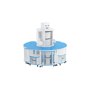 Модуль-стеллаж "Робот- Робик" (синий-белый) - «globural.ru» - Саратов